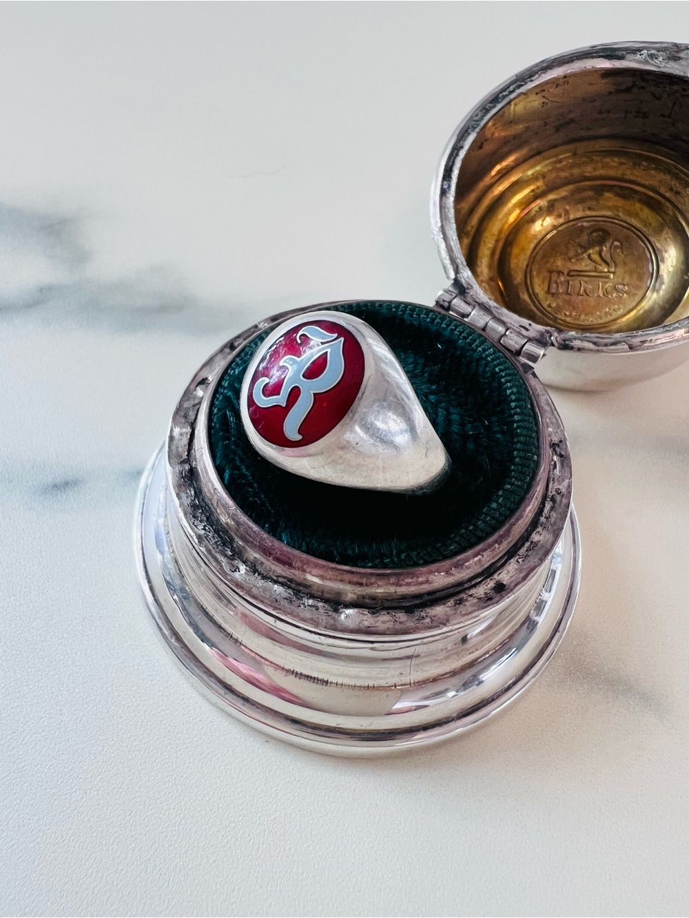 Vintage Handmade Sterling Silver Signet Ring with Initial "R" Size 6.5
